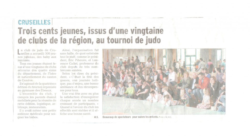 Article sur le tournoi de Cruseilles 2014 paru dans le Dauphiné Libéré